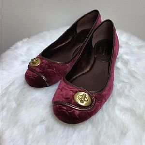 Coach Bordeaux Turn-lock Monogrammed Ballet Flats